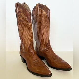Dan Post Leather Basket Weave Embossed Boots